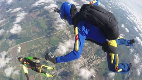 Experienced skydivers on a tracking dive at Skydive K-State