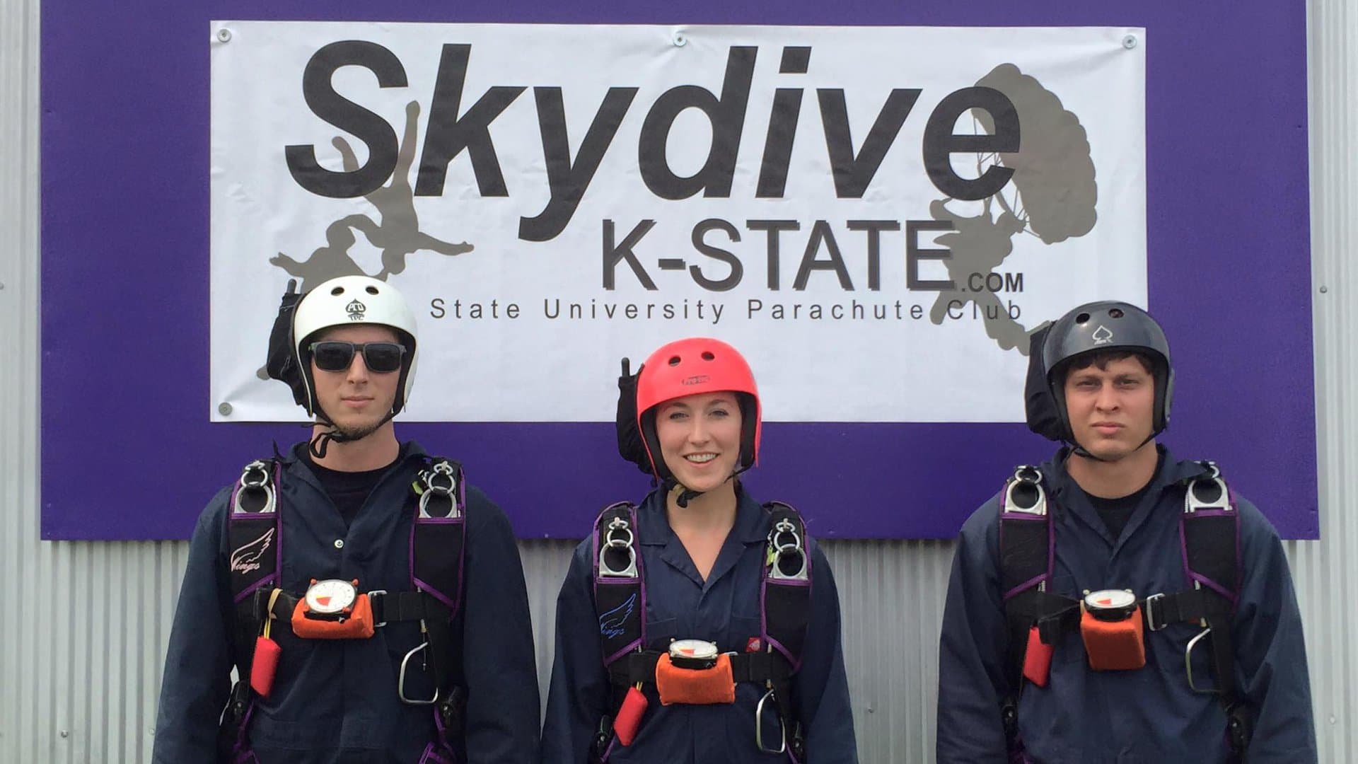 Skydive K-State students geared up and ready to jump